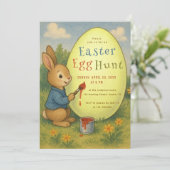 Paaseierjacht Schattige konijn konijn schilderij g Kaart (Staand voorkant)