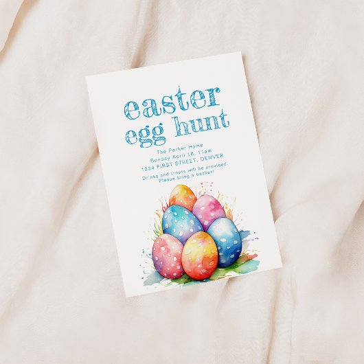 Paaseierjacht uitnodigen met mand kaart