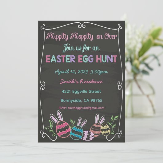 Paaseierjacht - Uitnodiging tot bijenjacht (Staand voorkant)