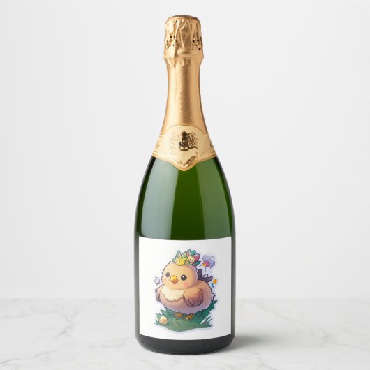 Paaseierkip Schattige Sparkling Wijnetiket (Voorkant)