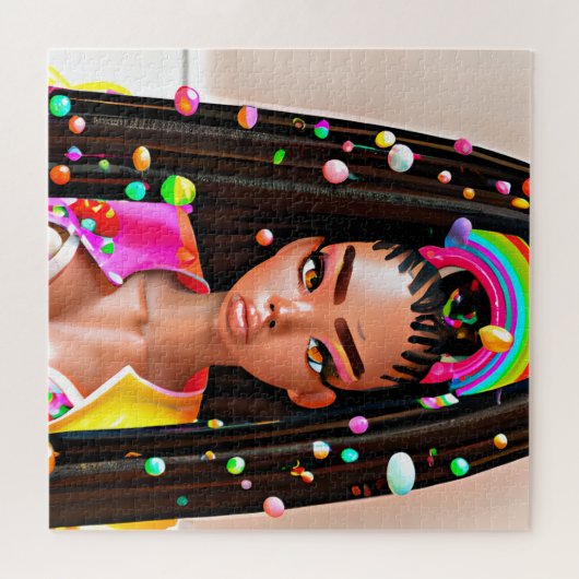 Paaseiermuis met een zwart meisje Magic Melanin Gi Legpuzzel (Horizontaal)