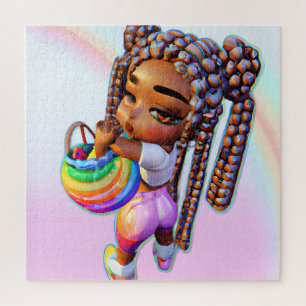 Paaseiermuis met een zwart meisje Magic Melanin Gi Legpuzzel