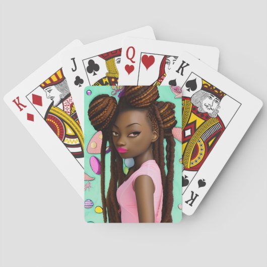Paaseiermuis met een zwart meisje Magic Melanin Gi Pokerkaarten (Achterkant)