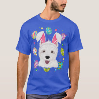 Paaseierrooster Bunny Ear Westie Dog Pasen T-shirt
