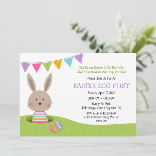 Paaseiershunt met Bunny met korf eieren in IV Kaart (Staand voorkant)