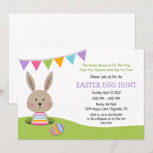 Paaseiershunt met Bunny met korf eieren in IV Kaart (Voorkant / Achterkant)