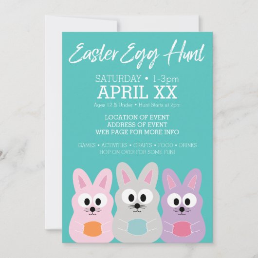 Paaseierstunts - Kute Bunny Rabbits Kaart (Voorkant)
