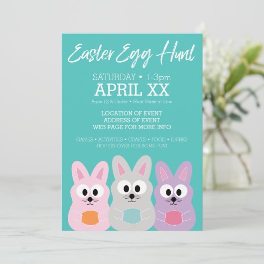 Paaseierstunts - Kute Bunny Rabbits Kaart (Staand voorkant)
