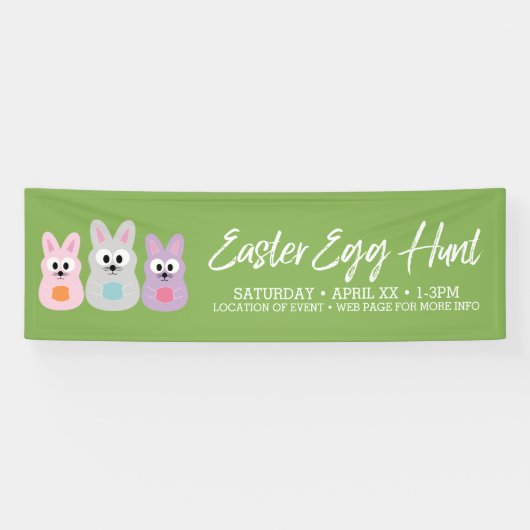 Paaseierstunts - Kute Bunny Rabbits Spandoek (Horizontaal)