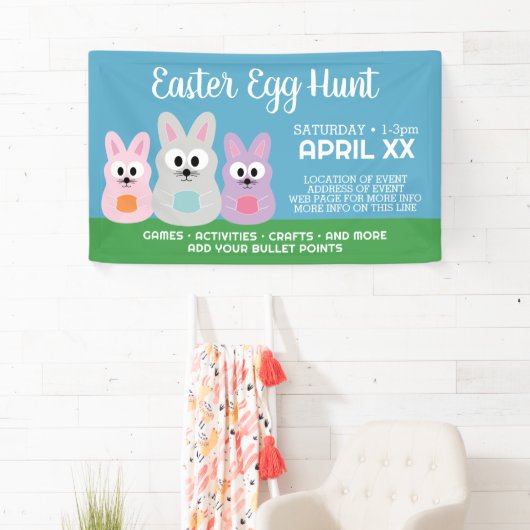 Paaseierstunts - Kute Bunny Rabbits Spandoek (Insitu)