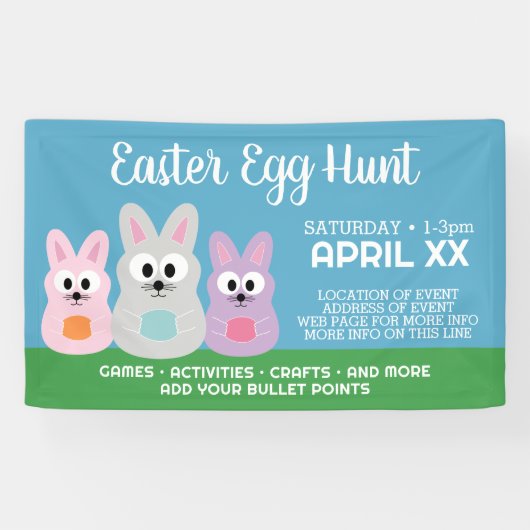 Paaseierstunts - Kute Bunny Rabbits Spandoek (Horizontaal)