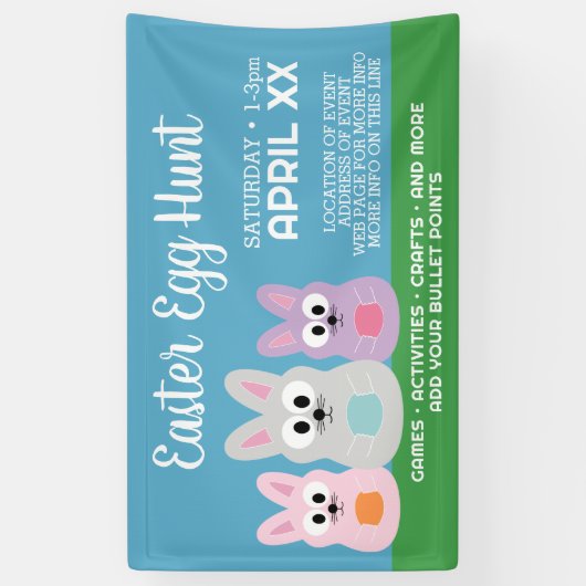 Paaseierstunts - Kute Bunny Rabbits Spandoek (Verticaal)