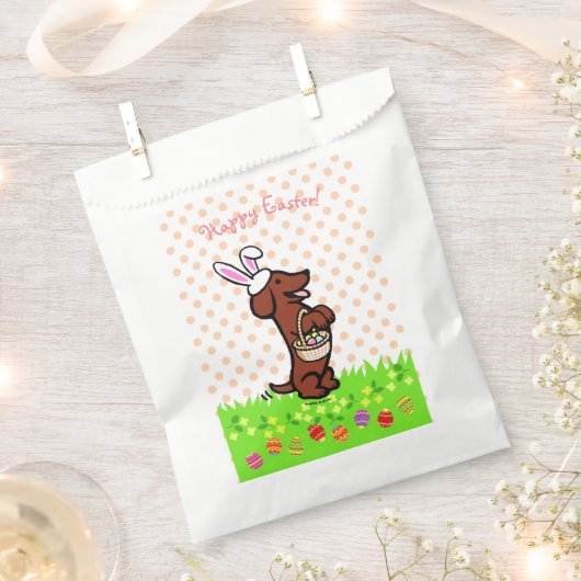 Paaseiertsen met rode, soepele drogerdachshund bedankzakje (Geknipt)