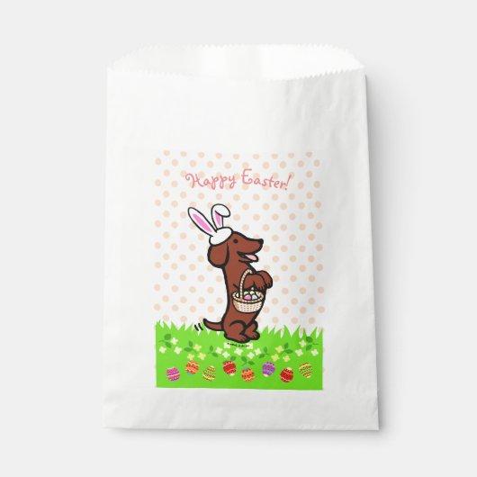 Paaseiertsen met rode, soepele drogerdachshund bedankzakje (Voorkant)