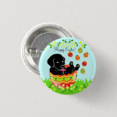 Paaseierzwarte labrador Puppy Cartoon Ronde Button 3,2 Cm (Voorkant /achterkant)