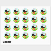 Paaseierzwarte labrador Puppy Cartoon Ronde Sticker (Vel)