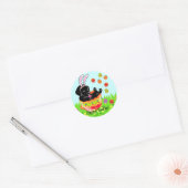 Paaseierzwarte labrador Puppy Cartoon Ronde Sticker (Envelop)