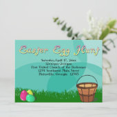 Paaseihunt, 3 eieren met mand feestdagenkaart (Staand voorkant)