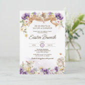 Paaseihunt & Brunch pastel Floral Holiday Inv Kaart (Staand voorkant)