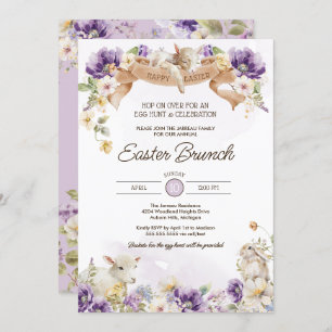 Paaseihunt & Brunch pastel Floral Holiday Inv Kaart