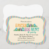 Paaseihunt en -partij, kleurrijke eieren kaart (Voorkant / Achterkant)