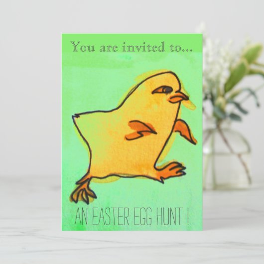 Paaseihunt Paaspartij gele chick Kaart (Staand voorkant)