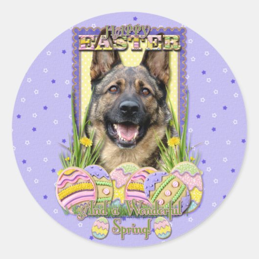 Paaseikoekjes - German Shepherd Ronde Sticker (Voorkant)