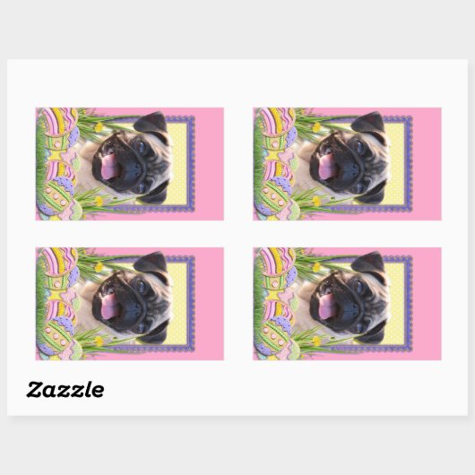 Paaseikoekjes - Pug Rechthoekige Sticker (Vel)