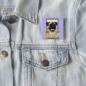Paaseikoekjes - Pug Vierkante Button 5,1 Cm (In situ)