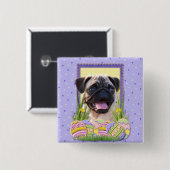 Paaseikoekjes - Pug Vierkante Button 5,1 Cm (Voorkant /achterkant)