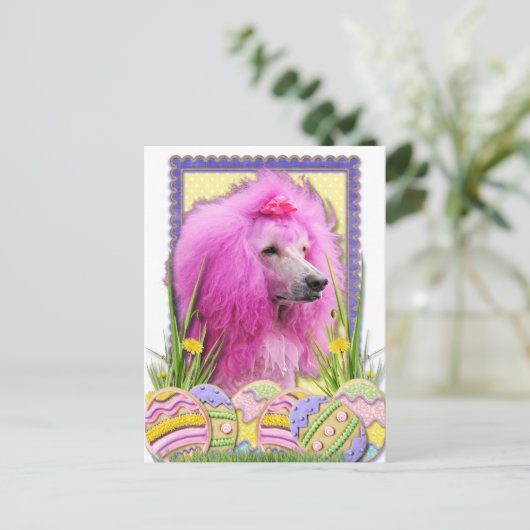 Paaseikoekjes - Roestel - Roze Feestdagenkaart (Staand voorkant)