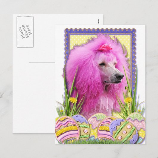 Paaseikoekjes - Roestel - Roze Feestdagenkaart (Voorkant / Achterkant)