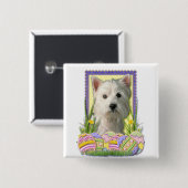 Paaseikoekjes - West Highland Terrier Vierkante Button 5,1 Cm (Voorkant /achterkant)