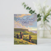 Paaseiland Chili Moai Rapa Nui Polynesia Retro Briefkaart (Staand voorkant)
