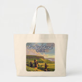 Paaseiland Chili Moai Rapa Nui Polynesia Retro Grote Tote Bag (Voorkant)