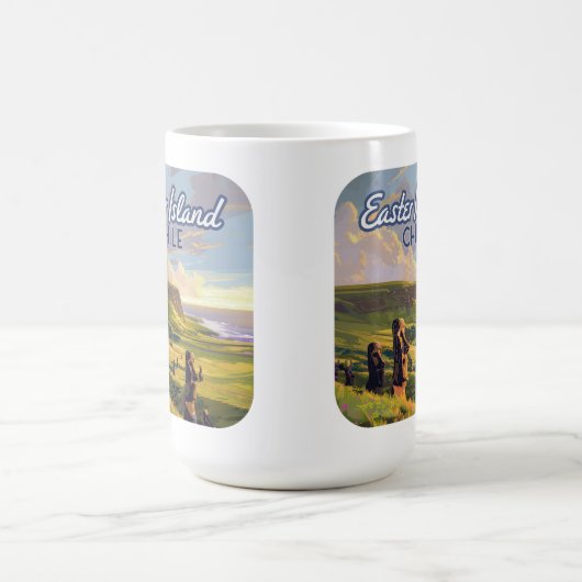 Paaseiland Chili Moai Rapa Nui Polynesia Retro Koffiemok (Center)