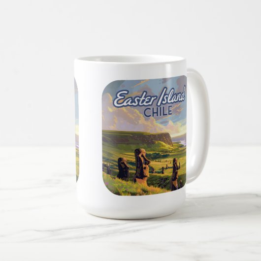 Paaseiland Chili Moai Rapa Nui Polynesia Retro Koffiemok (Voorkant rechts)