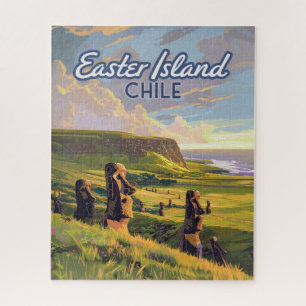 Paaseiland Chili Moai Rapa Nui Polynesia Retro Legpuzzel