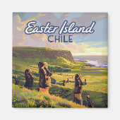 Paaseiland Chili Moai Rapa Nui Polynesia Retro Magneet (Voorkant)