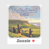 Paaseiland Chili Moai Rapa Nui Polynesia Retro Sticker (Vel)