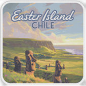 Paaseiland Chili Moai Rapa Nui Polynesia Retro Sticker (Voorkant)