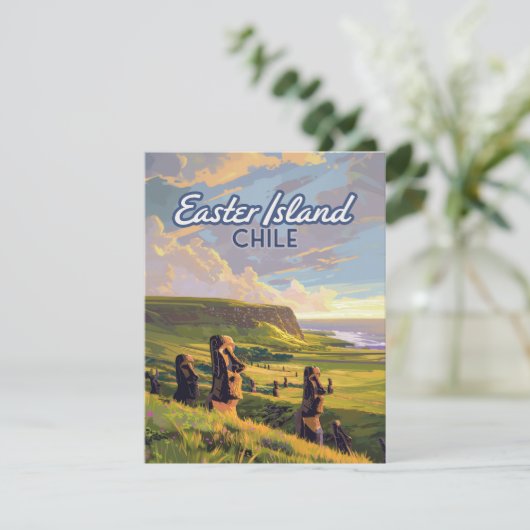 Paaseiland Chili Moai Rapa Nui Polynesië Kaart (Staand voorkant)