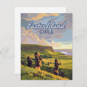 Paaseiland Chili Moai Rapa Nui Polynesië Kaart (Voorkant / Achterkant)