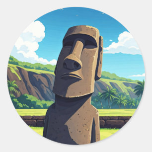 Paaseiland Chili Moai Reizen Ronde Sticker