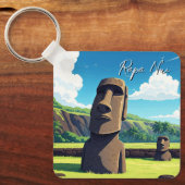 Paaseiland Chili Moai Reizen Sleutelhanger (Voorkant)