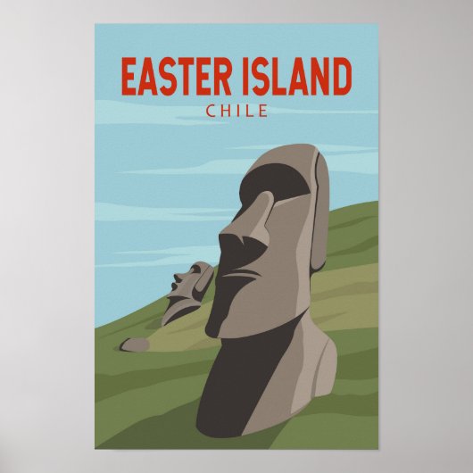 Paaseiland Chili Retro Travel Art  Poster (Voorkant)
