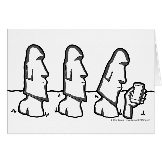 Paaseiland Head Cartoon Wenskaart (Voorkant Horizontaal)