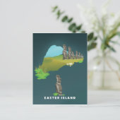 Paaseiland Illustrated Map reisposter print. Briefkaart (Staand voorkant)