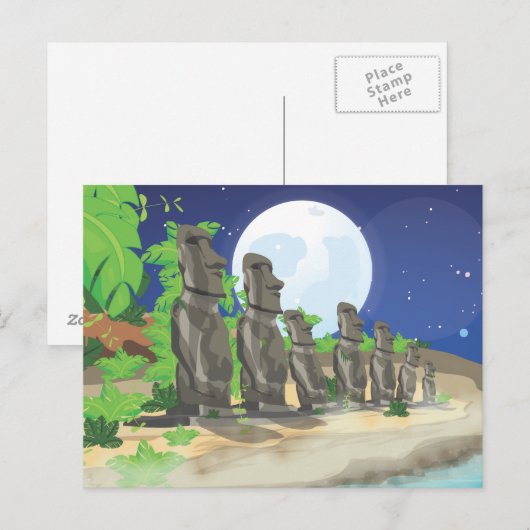 Paaseiland Moai Briefkaart (Voorkant / Achterkant)