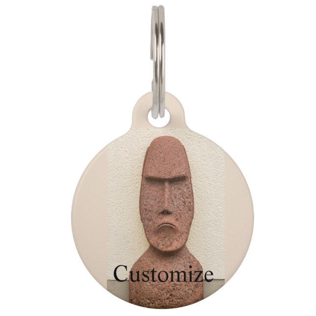 Paaseiland Moai Head Thunder_Cove Huisdierpenning (Voorkant)